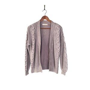 LoveStitch Open Front 100% Cotton Knit Light Pink/Purple Cardigan Womens Sz. S